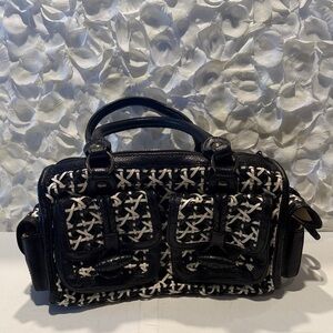 Isabella Fiore Black and White Woven Handbag